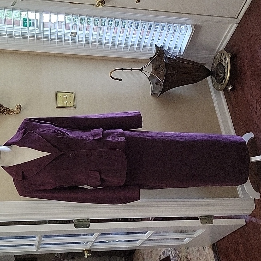 Cato purple brushed polyester jacket maxi skirt set stretch long sleeve 14 EUC…